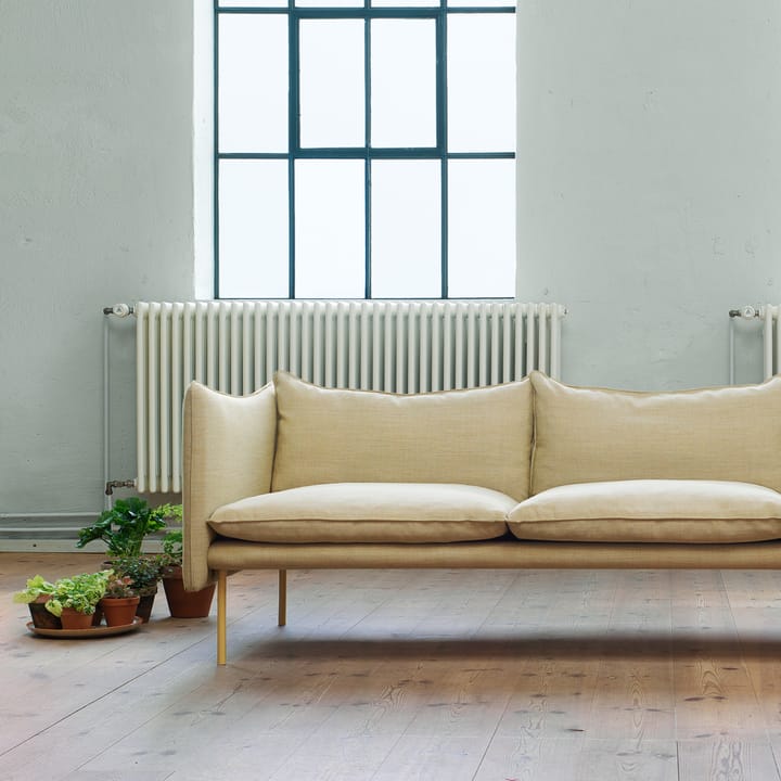 Tiki soffa 3-sits, Läder mörkbrun, svarta stålben Fogia