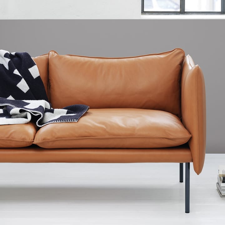 Tiki soffa 3-sits, Läder mörkbrun, svarta stålben Fogia