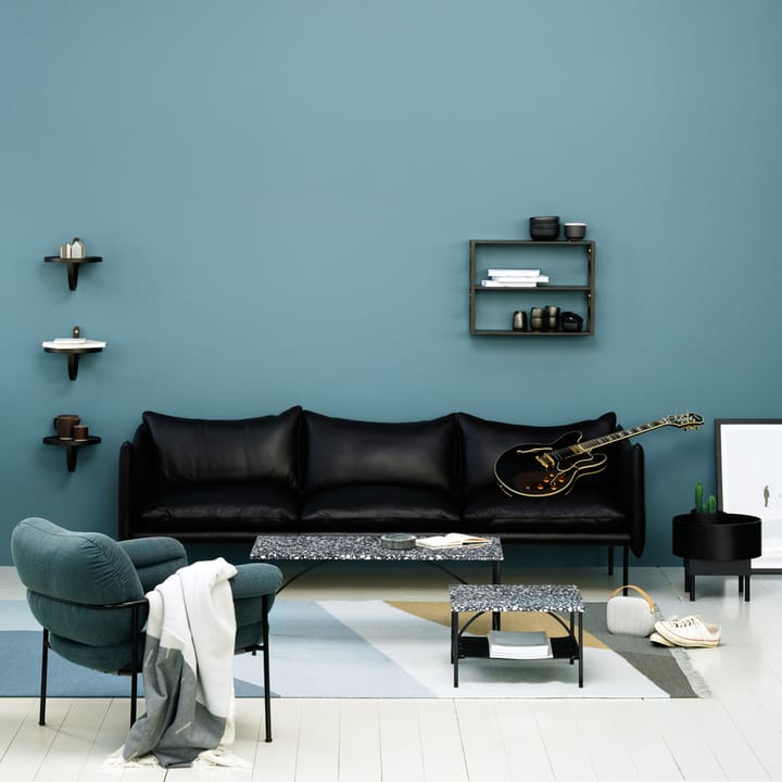 Tiki soffa 3-sits, Läder mörkbrun, svarta stålben Fogia