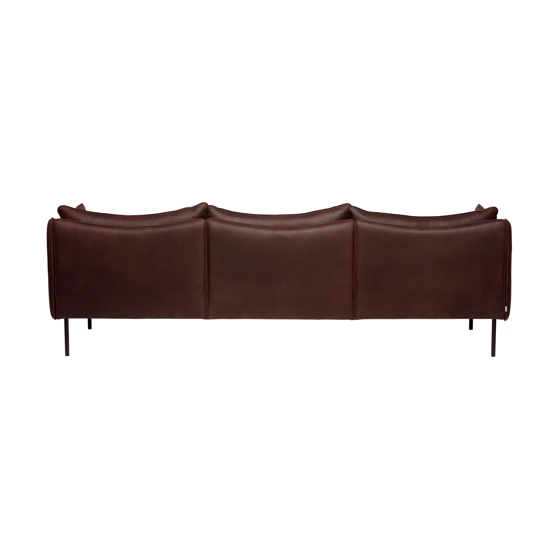 Tiki soffa 3-sits, Läder Vintage Dark Chocolate-svarta metallben Fogia