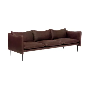 Tiki soffa 3-sits - Läder Vintage Dark Chocolate-svarta metallben - Fogia
