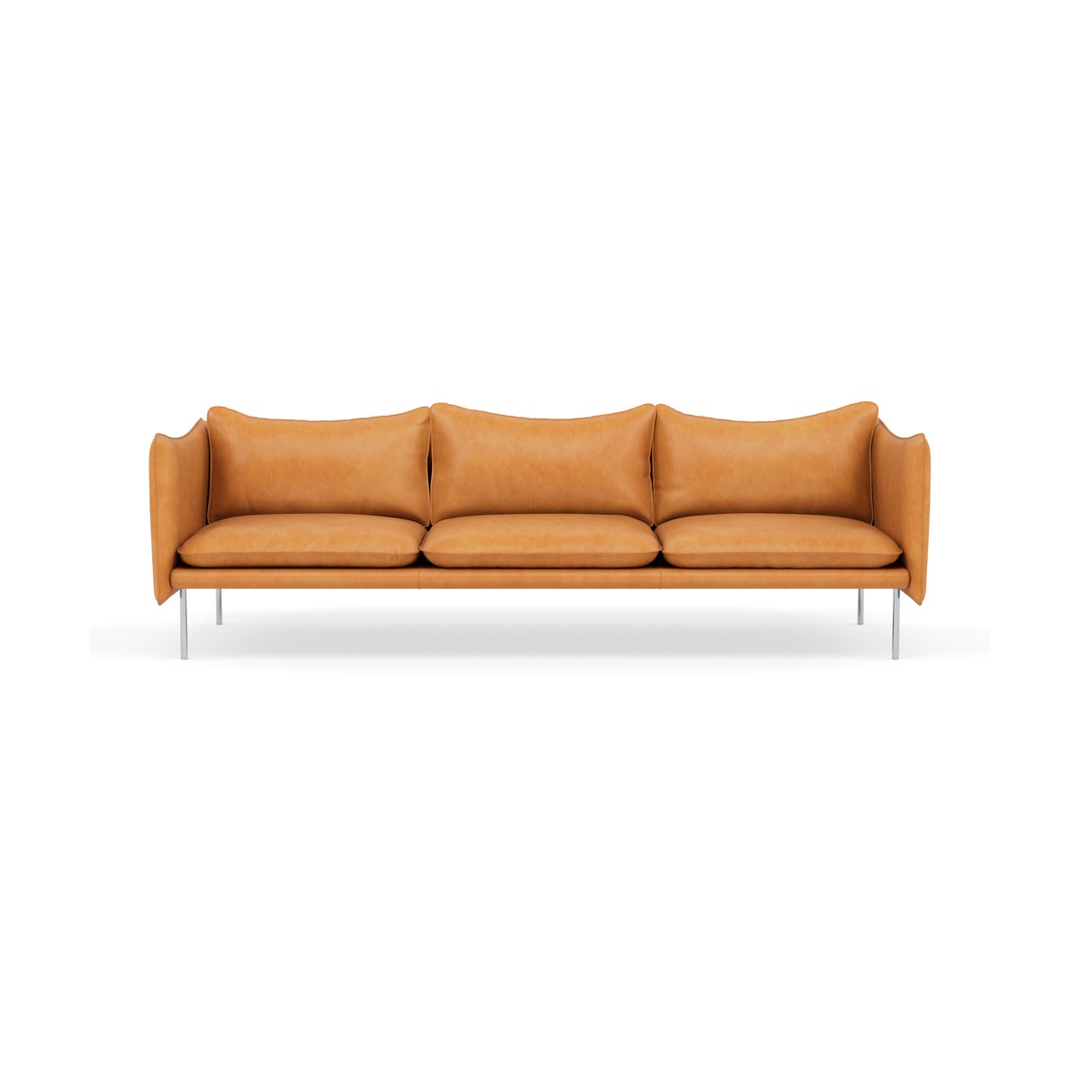 Fogia Tiki soffa 3-sits Vintage Cognac-polished stainless steel