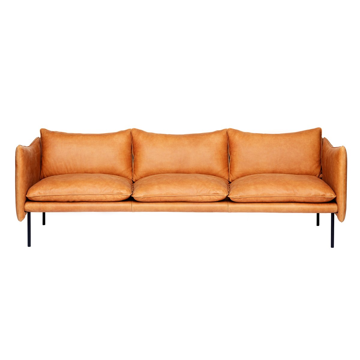 Fogia Tiki soffa 3-sits Vintage cognac-svarta stålben