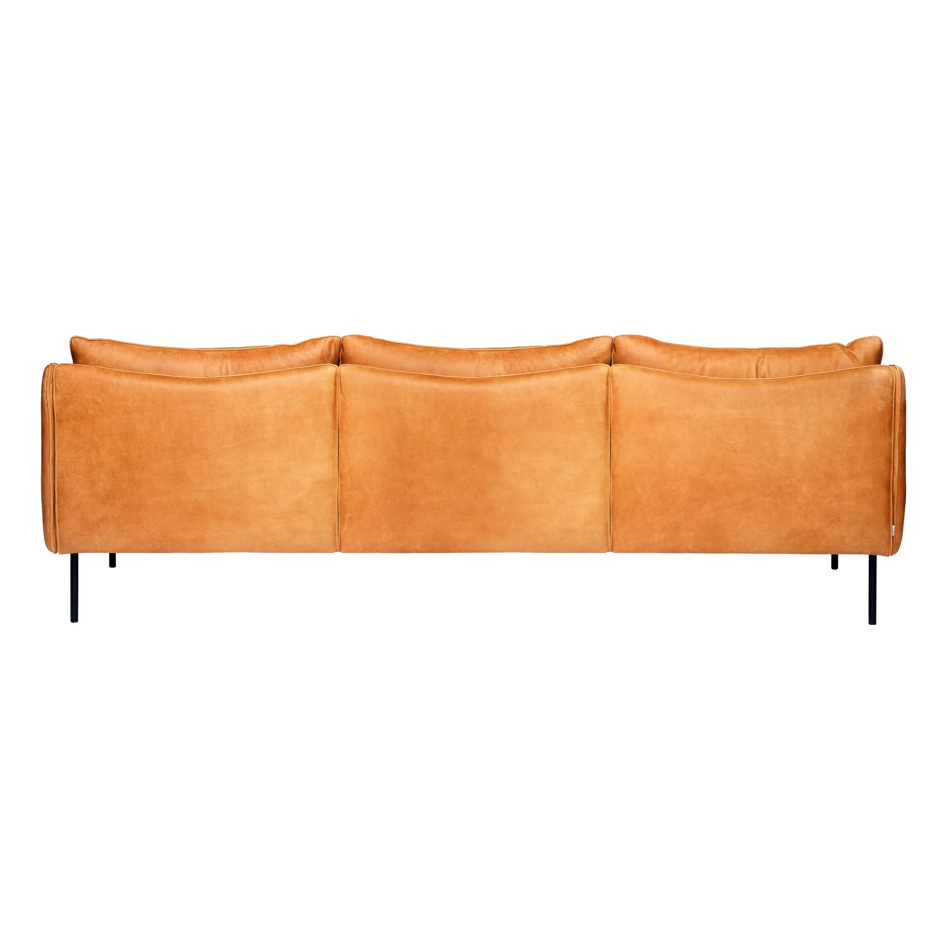 Tiki soffa 3-sits, Vintage cognac-svarta stålben Fogia