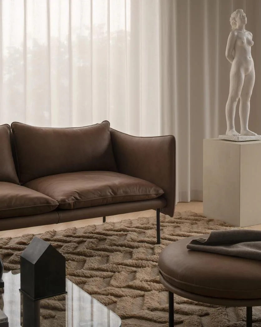 Tiki soffa 3-sits, Vintage Tabacco-svarta stålben Fogia