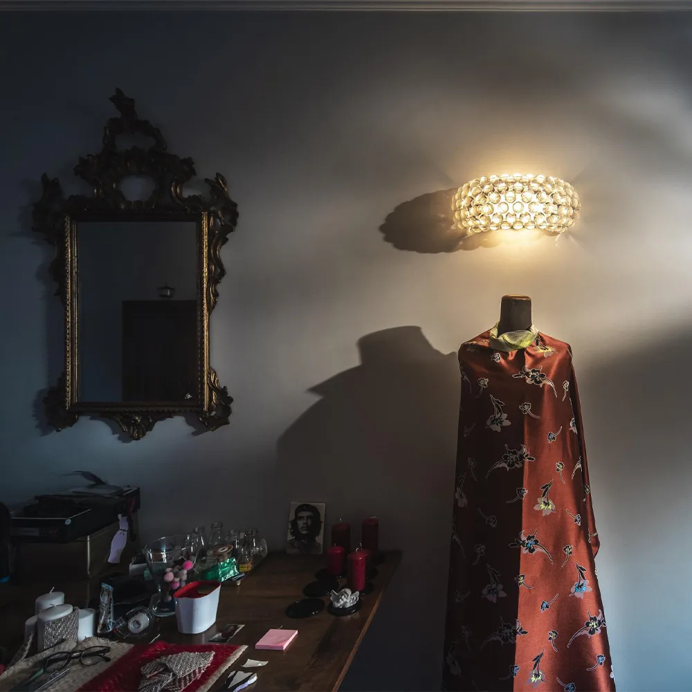 Caboche Plus piccola vägglampa, transparent Foscarini
