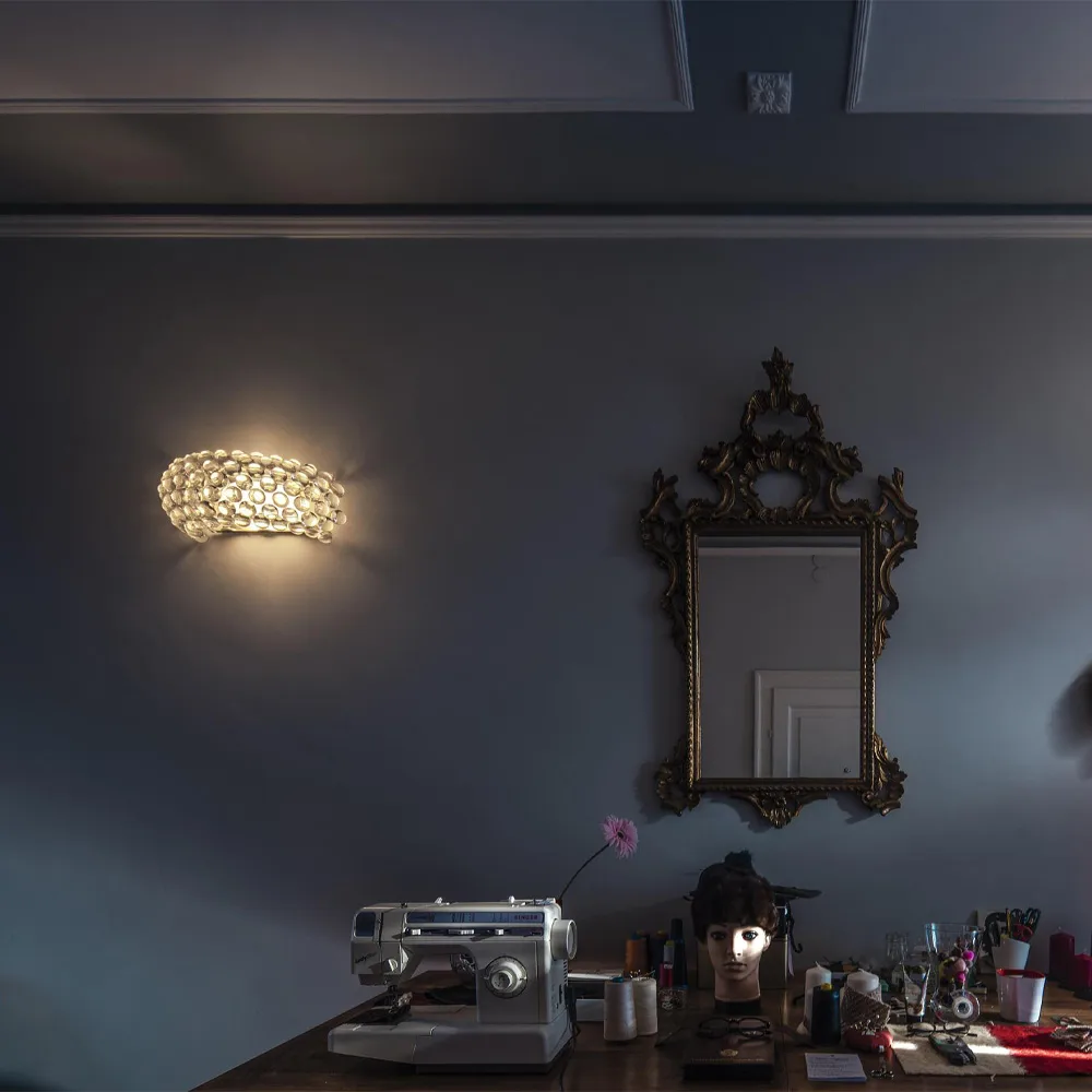 Caboche Plus piccola vägglampa, transparent Foscarini