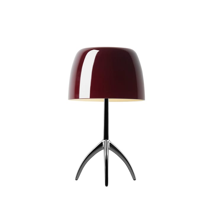 Lumiere Piccola Dimbar bordslampa - Körsbärsröd skärm-svartkromad fot - Foscarini
