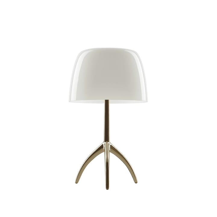 Lumiere Piccola Dimbar bordslampa - Varmvit skärm-champagnefärgad fot - Foscarini