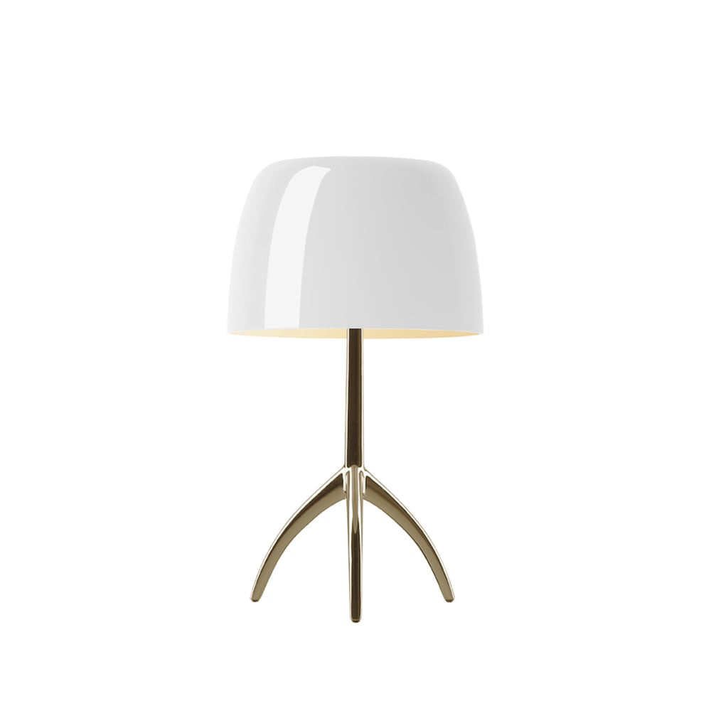 Foscarini Lumiere Piccola Dimbar bordslampa Vit skärm-champagnefärgad fot
