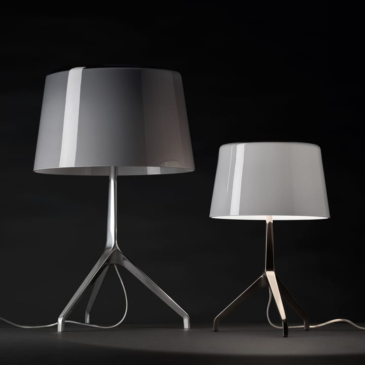 Lumiere XXS bordslampa - grå, munblåst glas, svart krom - Foscarini