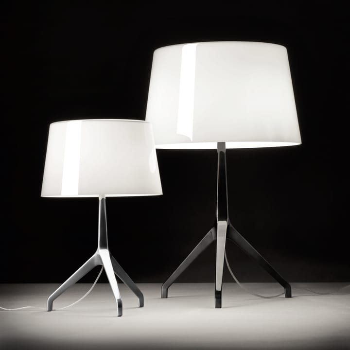 Lumiere XXS bordslampa - grå, munblåst glas, svart krom - Foscarini