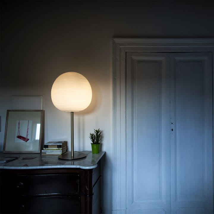 Rituals XL alta bordslampa, oro/bianco, guldfärgad stativ Foscarini