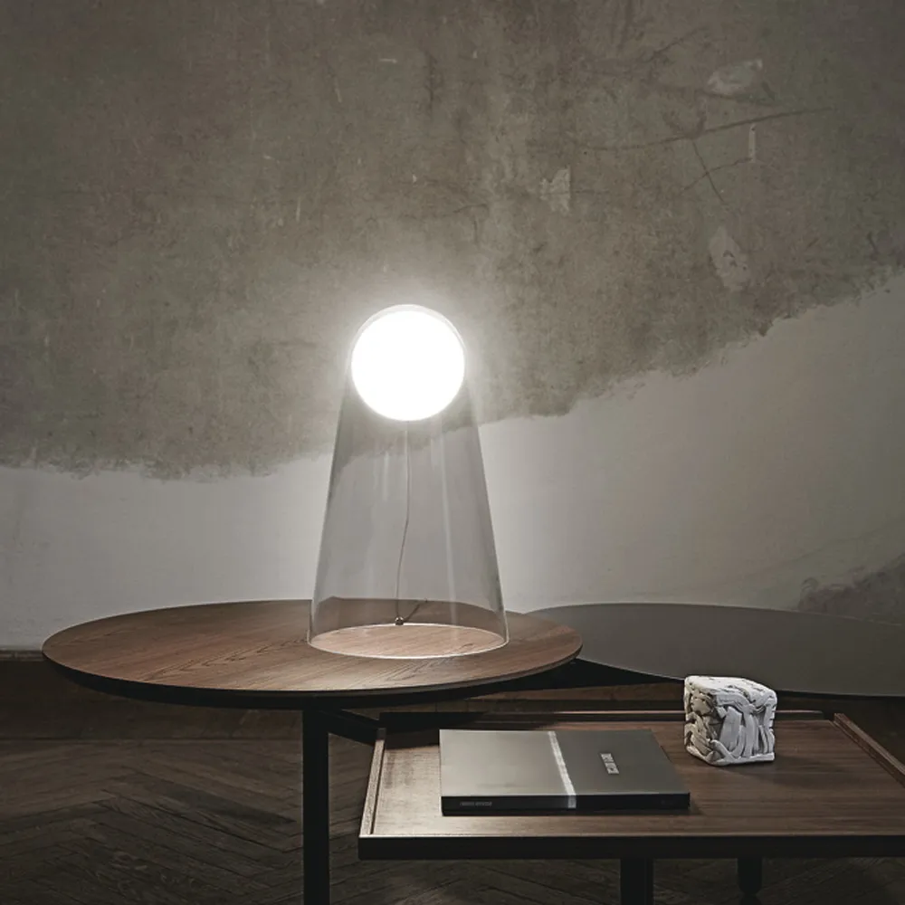 Satellight bordslampa, vit/transparent, led Foscarini