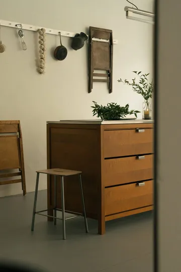 Adam pall - Raw steel-natural leather, H:65 cm - FRAMA