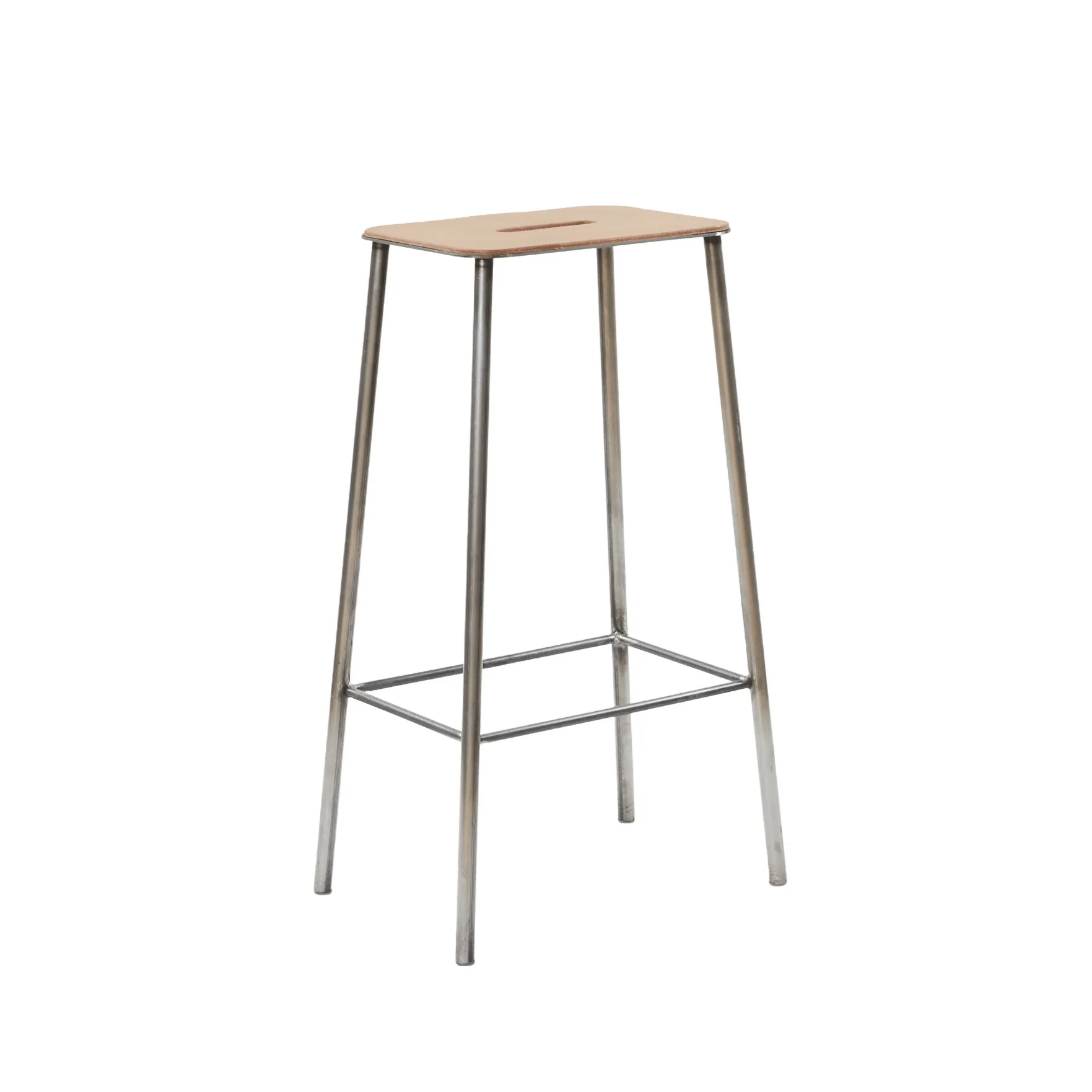 Adam pall, Raw steel-natural leather, H:76 cm FRAMA