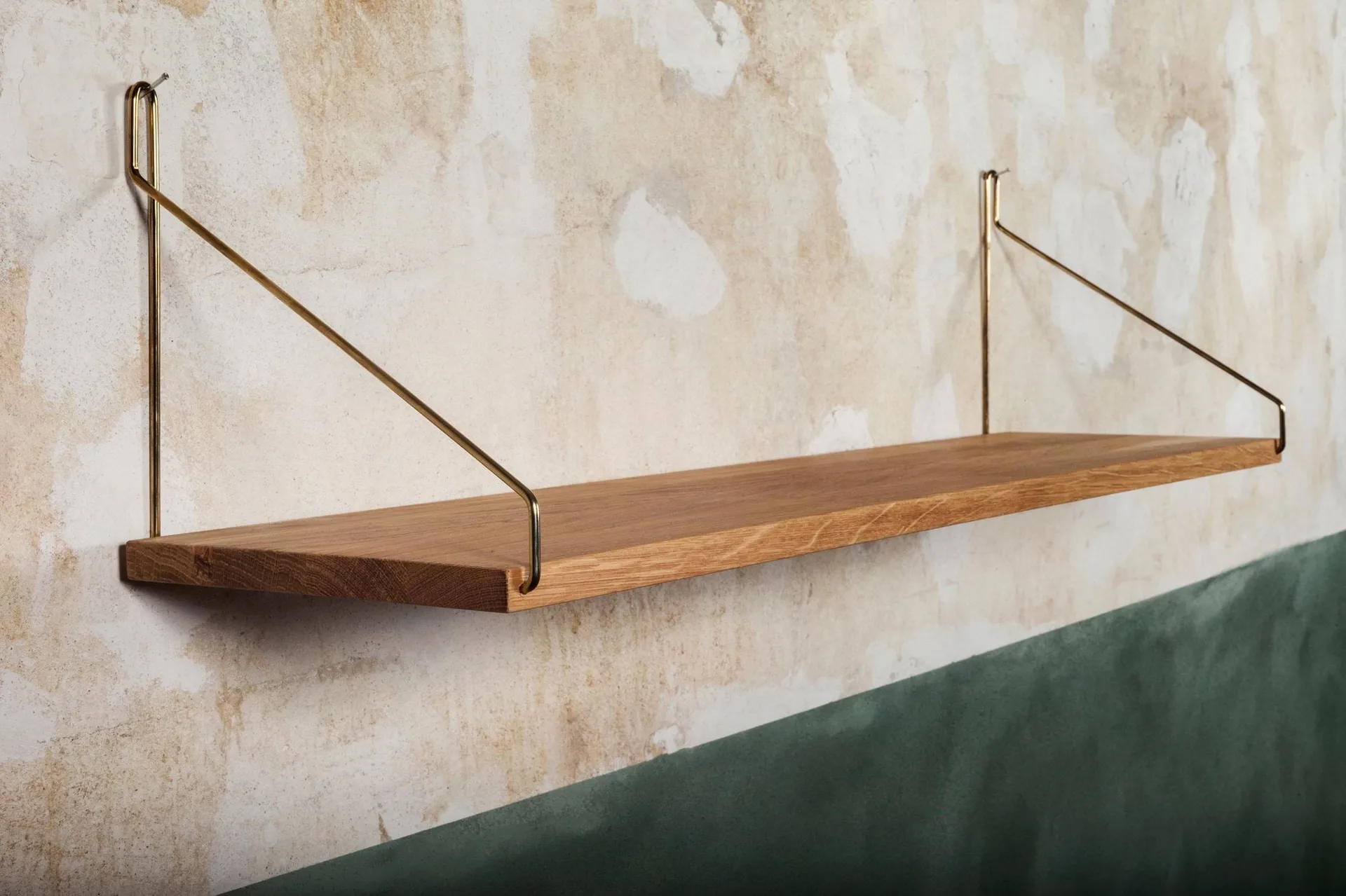 Single Shelf vägghylla, Ek-mässing, 80x20 cm FRAMA