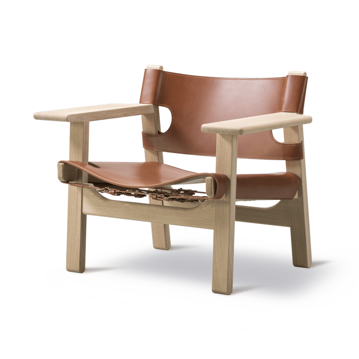 Den spanske stol fåtölj, läder cognac, ek ljus olja Fredericia Furniture