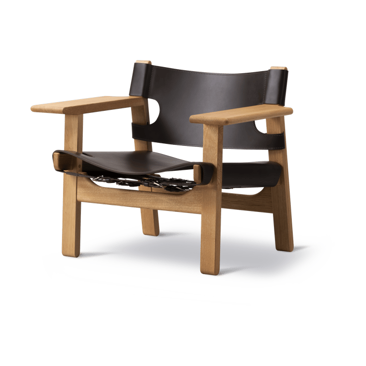 Den spanske stol fåtölj - Läder mörkbrun, oljad ek - Fredericia Furniture