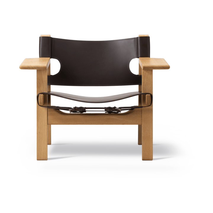 Den spanske stol fåtölj, Läder mörkbrun, oljad ek Fredericia Furniture