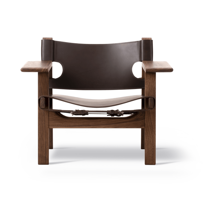 Den spanske stol fåtölj, Läder mörkbrun, oljad valnöt Fredericia Furniture