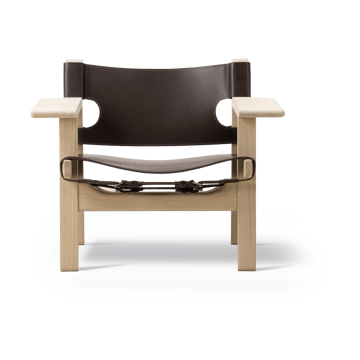 Den spanske stol fåtölj - Läder mörkbrun, såpad ek - Fredericia Furniture
