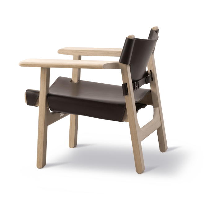 Den spanske stol fåtölj, Läder mörkbrun, såpad ek Fredericia Furniture