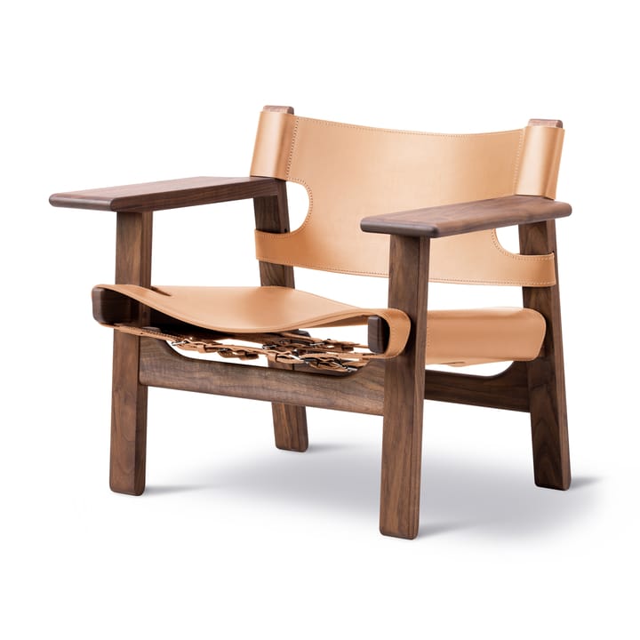 Den spanske stol fåtölj, Läder natur, oljad valnöt Fredericia Furniture