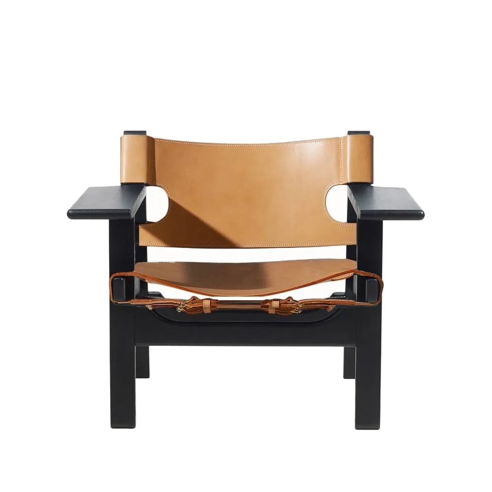 Den spanske stol fåtölj, Läder natur-svartlackad ek Fredericia Furniture