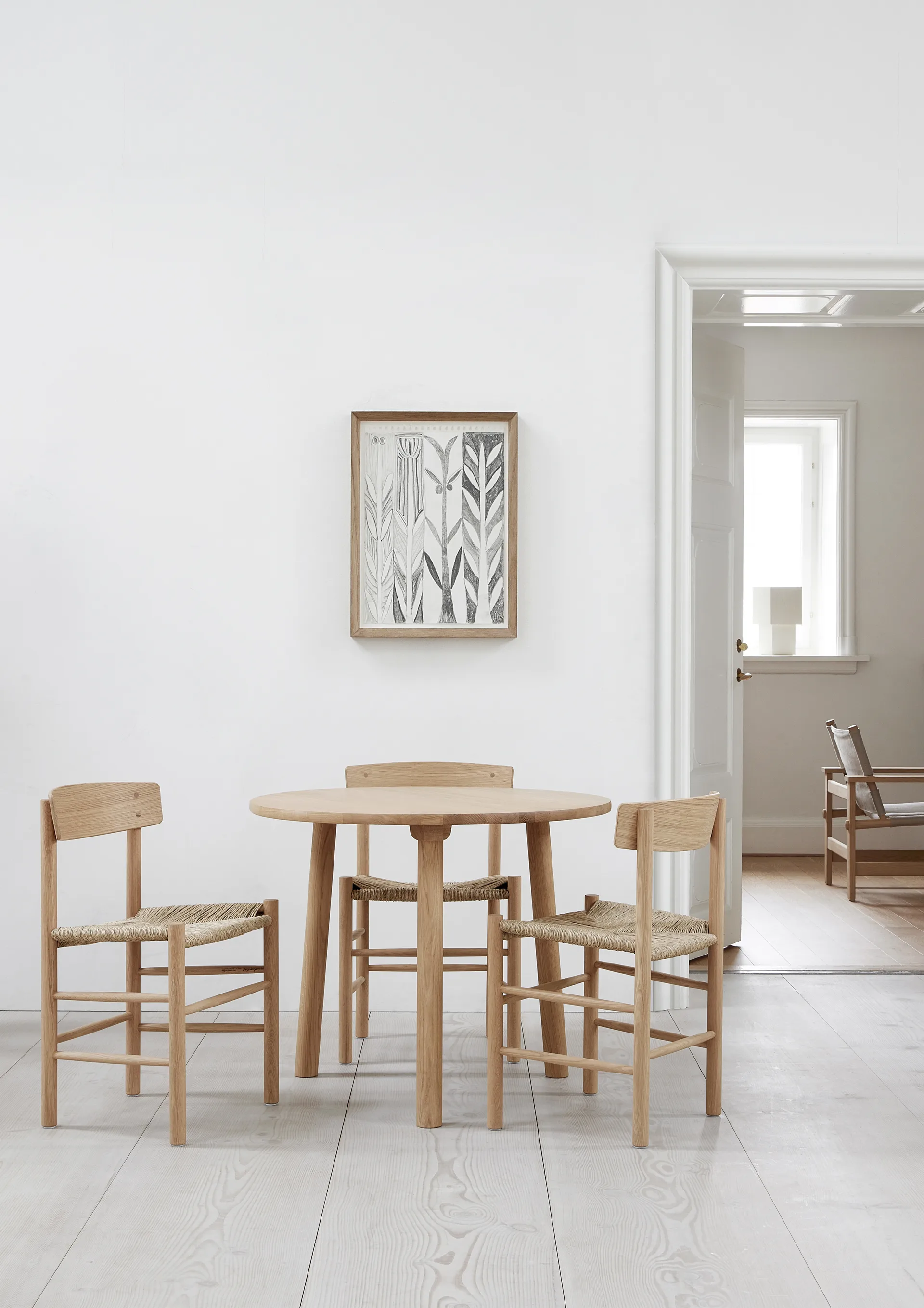J39 Jubileum stol, ljus oljad ek, sjögräsflätad sits Fredericia Furniture
