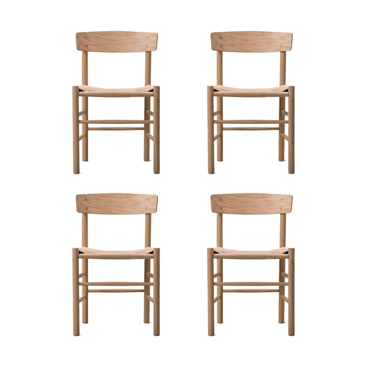 J39 stol, Ljus oljad ek-flätad natur, 4-pack - Fredericia Furniture