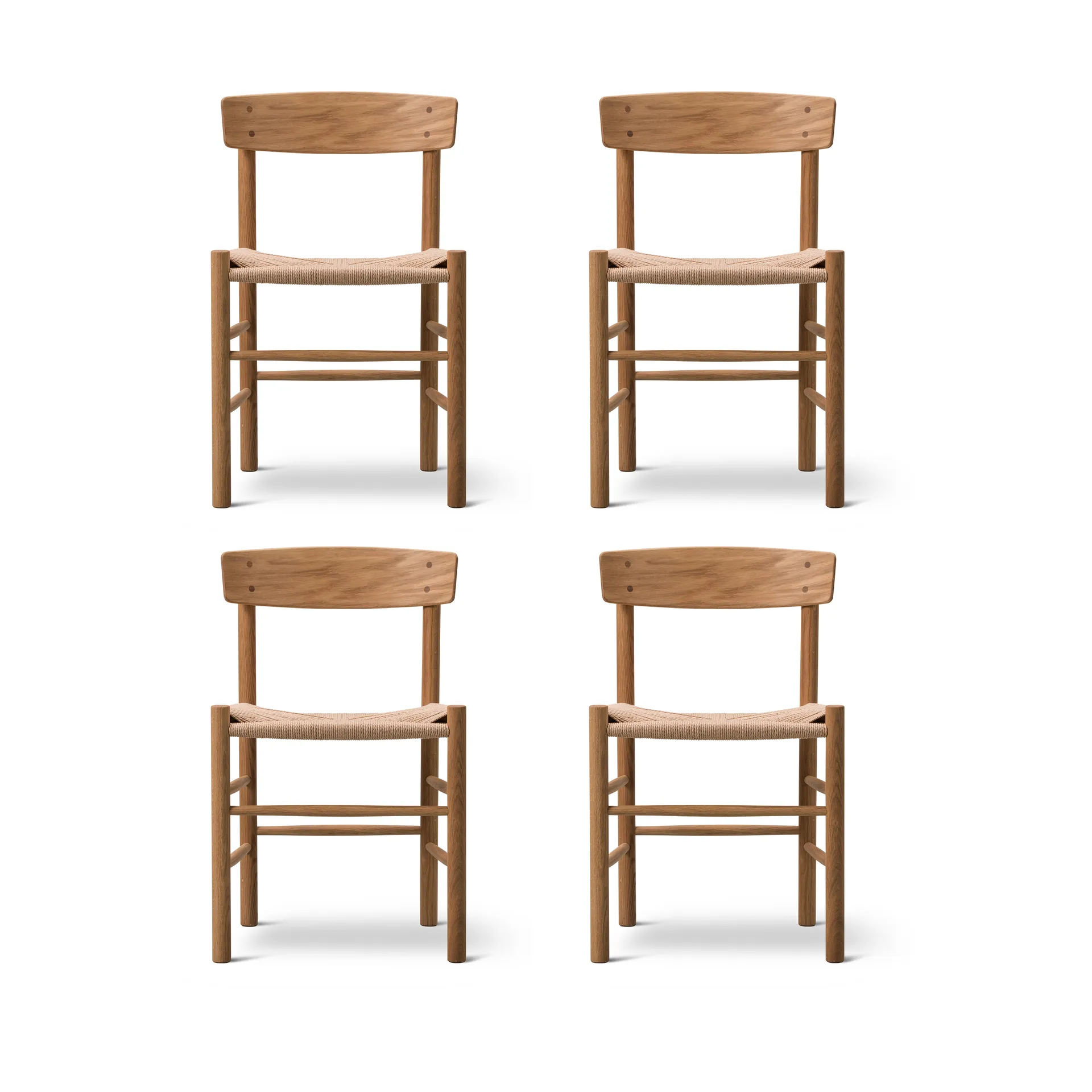 J39 stol, Oljad ek-flätad natur, 4-pack Fredericia Furniture