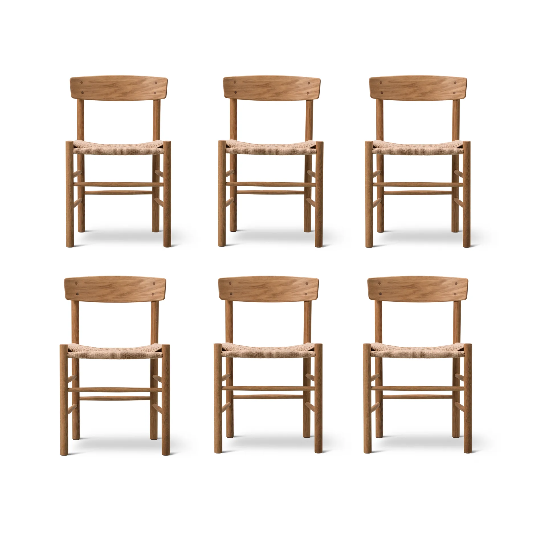 J39 stol, Oljad ek-flätad natur, 6-pack Fredericia Furniture
