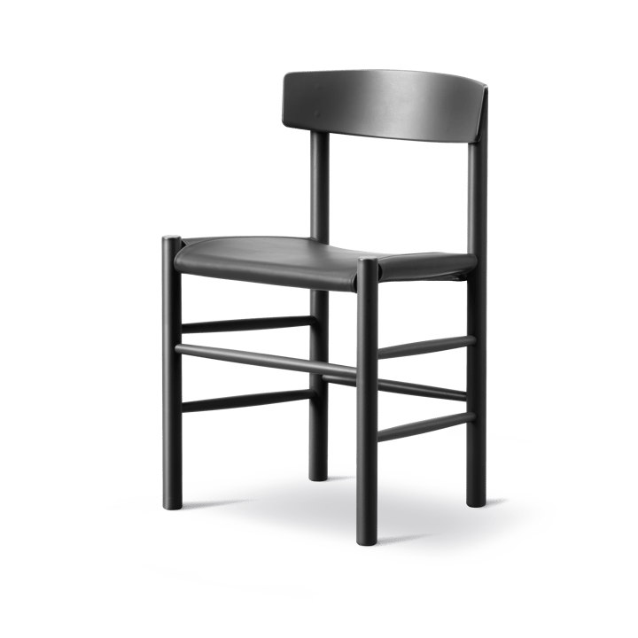 J39 stol, Svartlackerad bok-läder Omni 301 svart Fredericia Furniture
