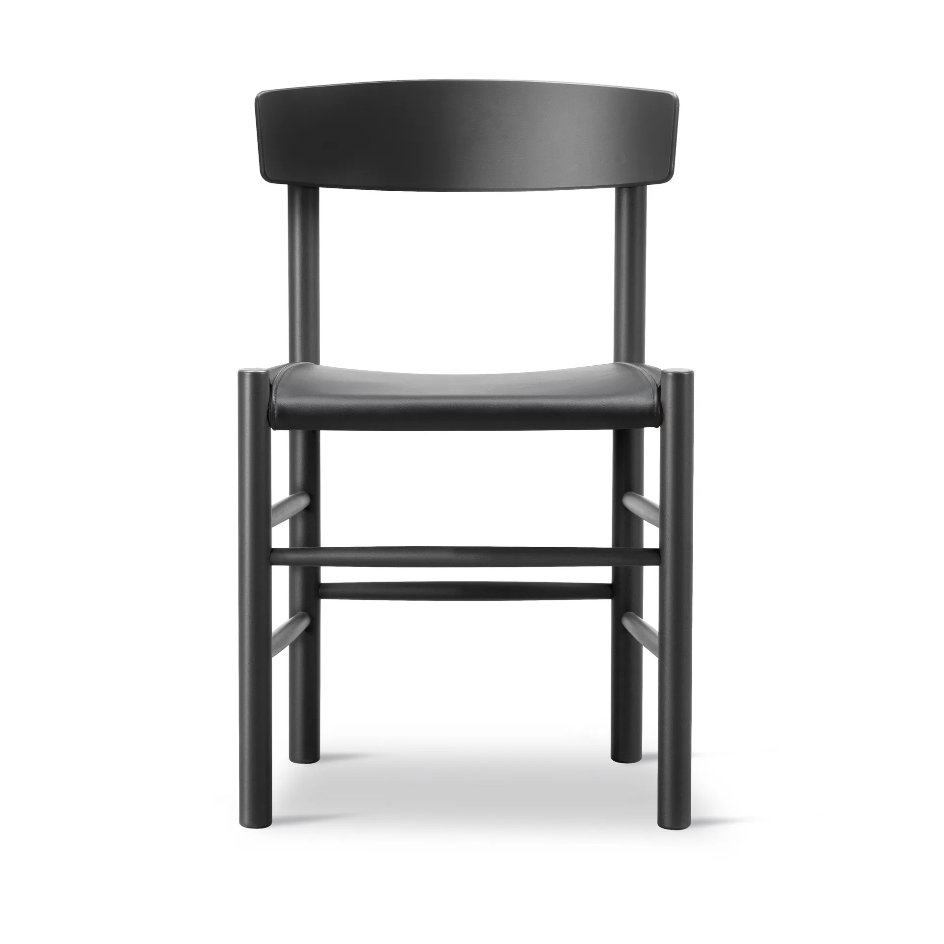 J39 stol, Svartlackerad bok-läder Omni 301 svart Fredericia Furniture