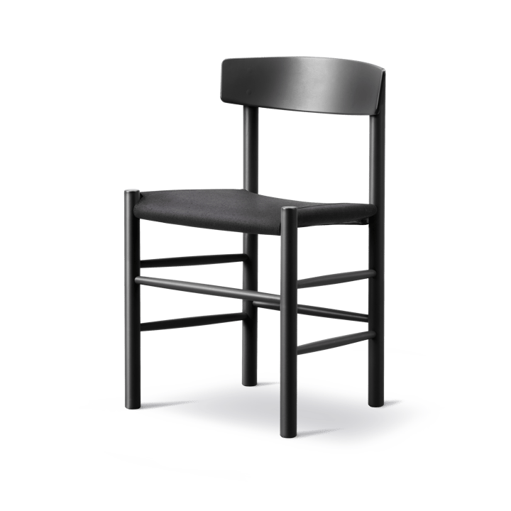 J39 stol, Svartlackerad bok-svart canvas Fredericia Furniture