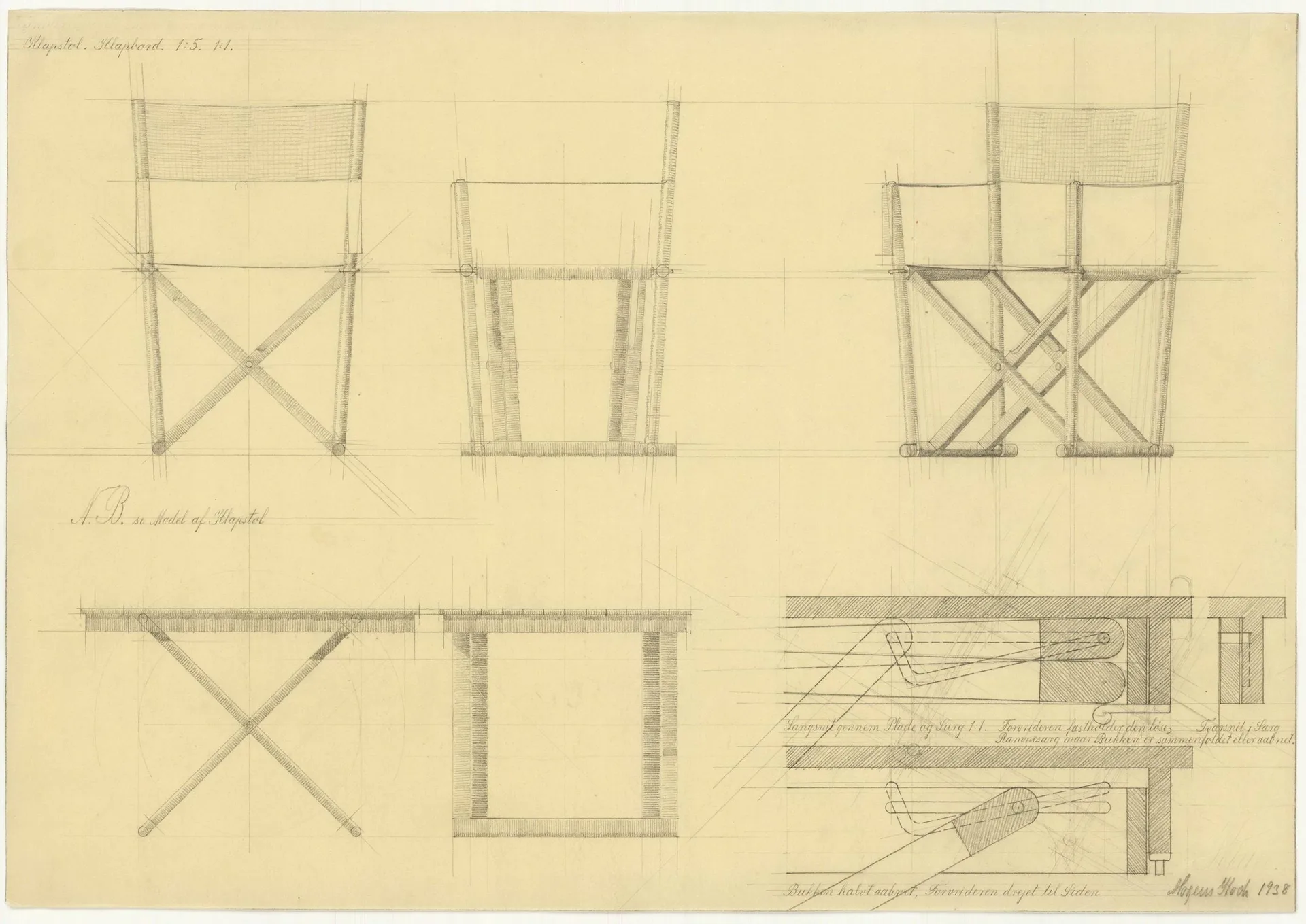 MK16 Folding Chair stol, Off white-ljusoljad ek Fredericia Furniture