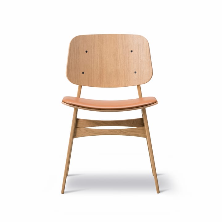 Søborg 3051 wood stol klädd sits - läder cognac, lackade ekben - Fredericia Furniture
