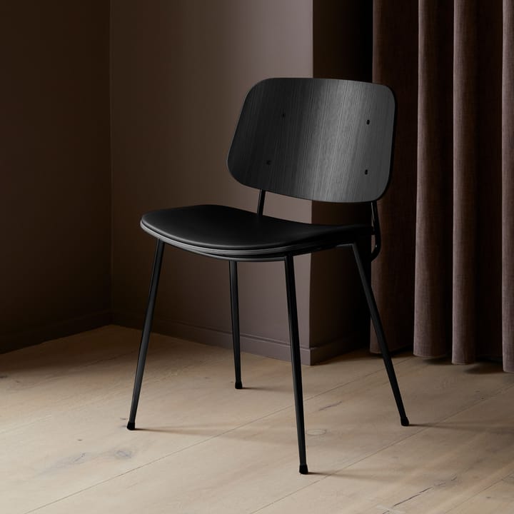 Søborg 3051 wood stol klädd sits - Läder Omni svart-svartlack. ek - Fredericia Furniture
