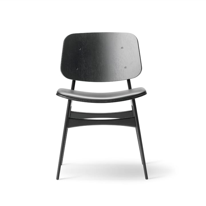 Søborg 3051 wood stol klädd sits - Läder Omni svart-svartlack. ek - Fredericia Furniture