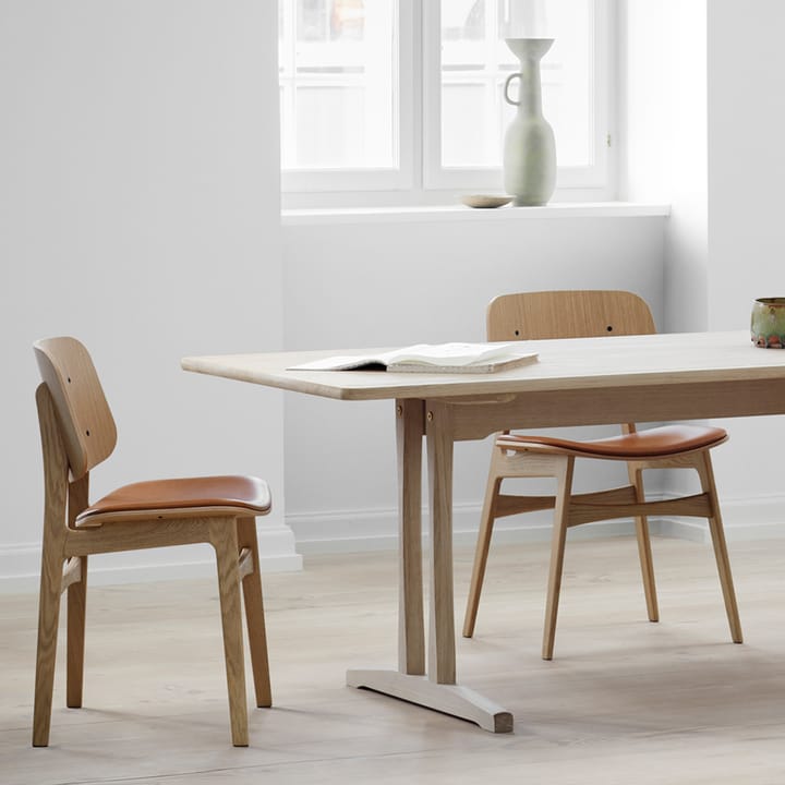 Søborg 3061 metal stol klädd sits - Läder Omni svart-svart stativ - Fredericia Furniture
