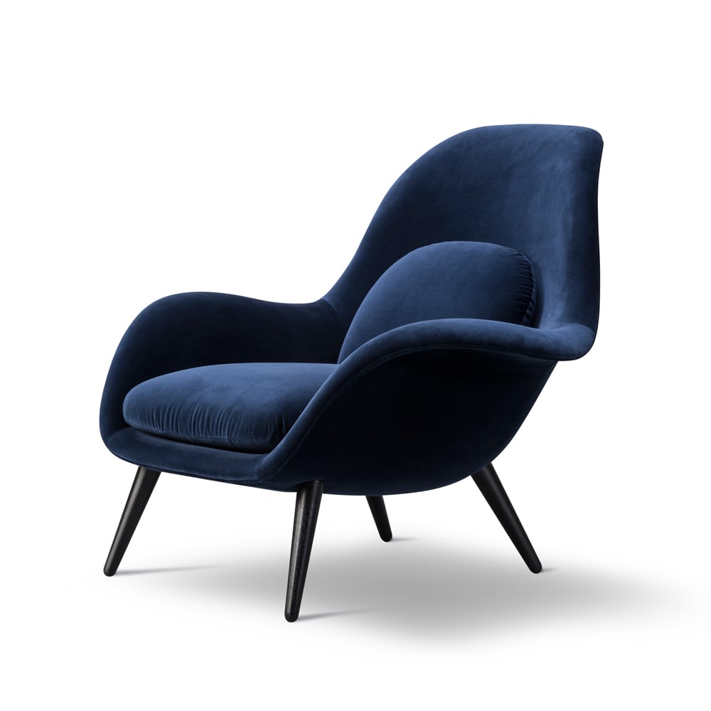 Fredericia Furniture Swoon fåtölj Harald 792 blå-svart ek