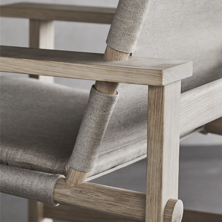 The Canvas Chair fåtölj, canvas svart, svartlackad ek, inkl. svart läder dyna Fredericia Furniture