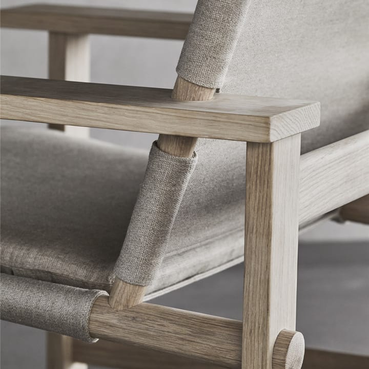 The Canvas Chair fåtölj - canvas svart, svartlackad ek, inkl. svart läder dyna - Fredericia Furniture