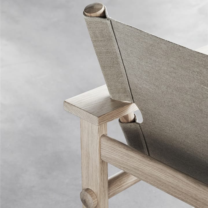 The Canvas Chair fåtölj, canvas svart, svartlackad ek, inkl. svart läder dyna Fredericia Furniture