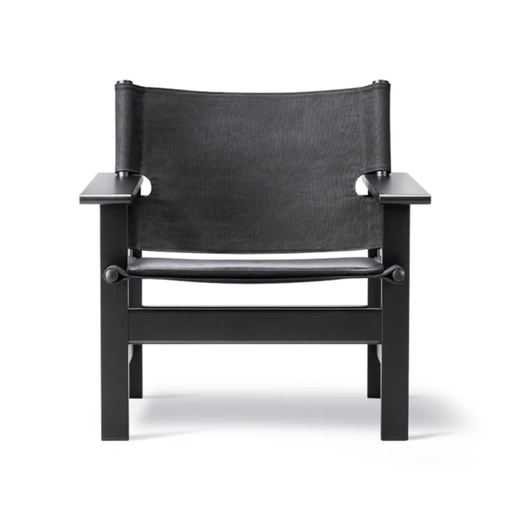 The Canvas Chair fåt�ölj - canvas svart, svartlackad ek, inkl. svart läder dyna - Fredericia Furniture
