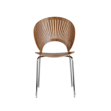 Trinidad 3398 stol - Klarlackad valnöt-ben krom - Fredericia Furniture