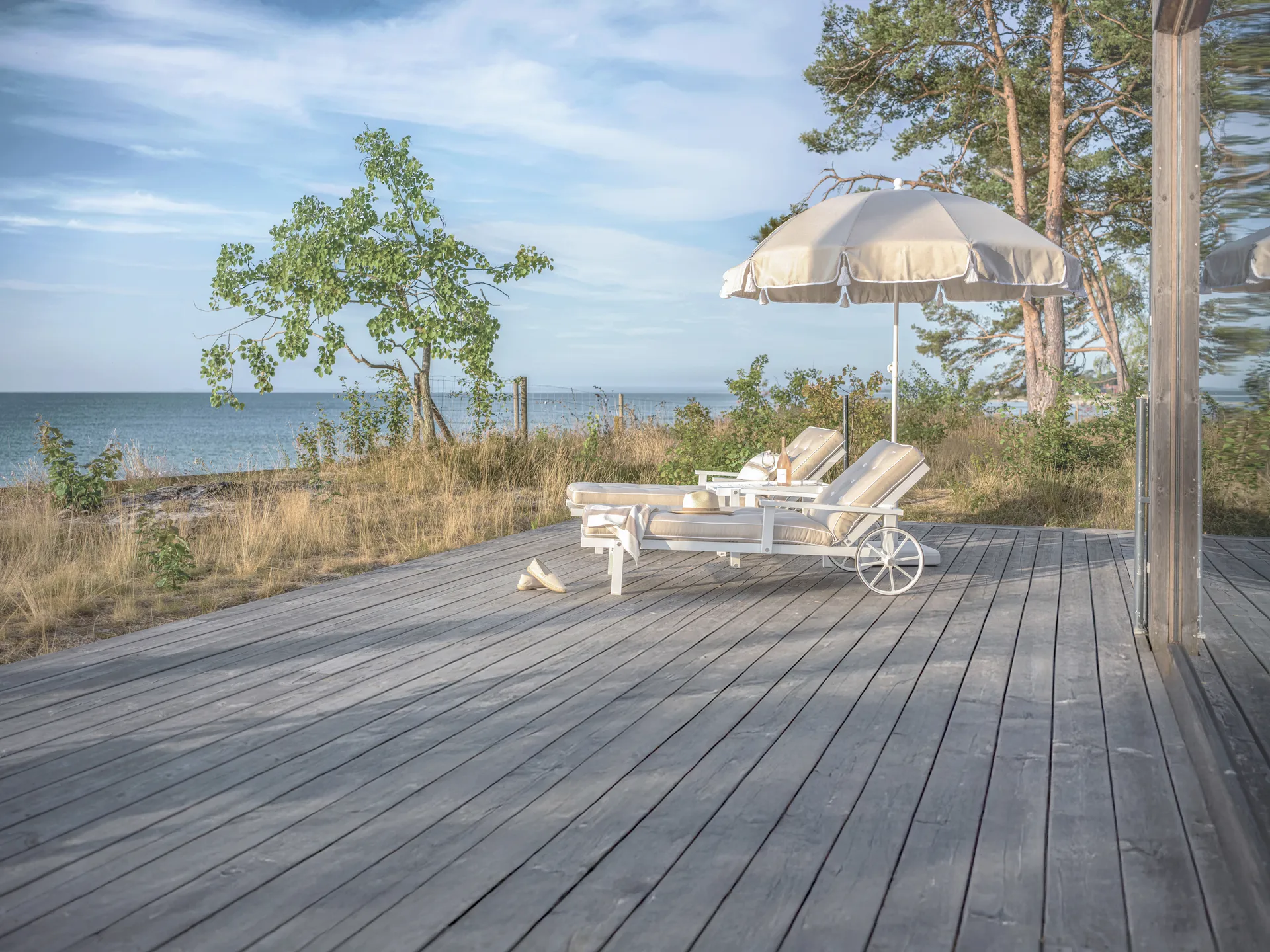 90 parasoll, Beige, Ø220 cm Fri Form