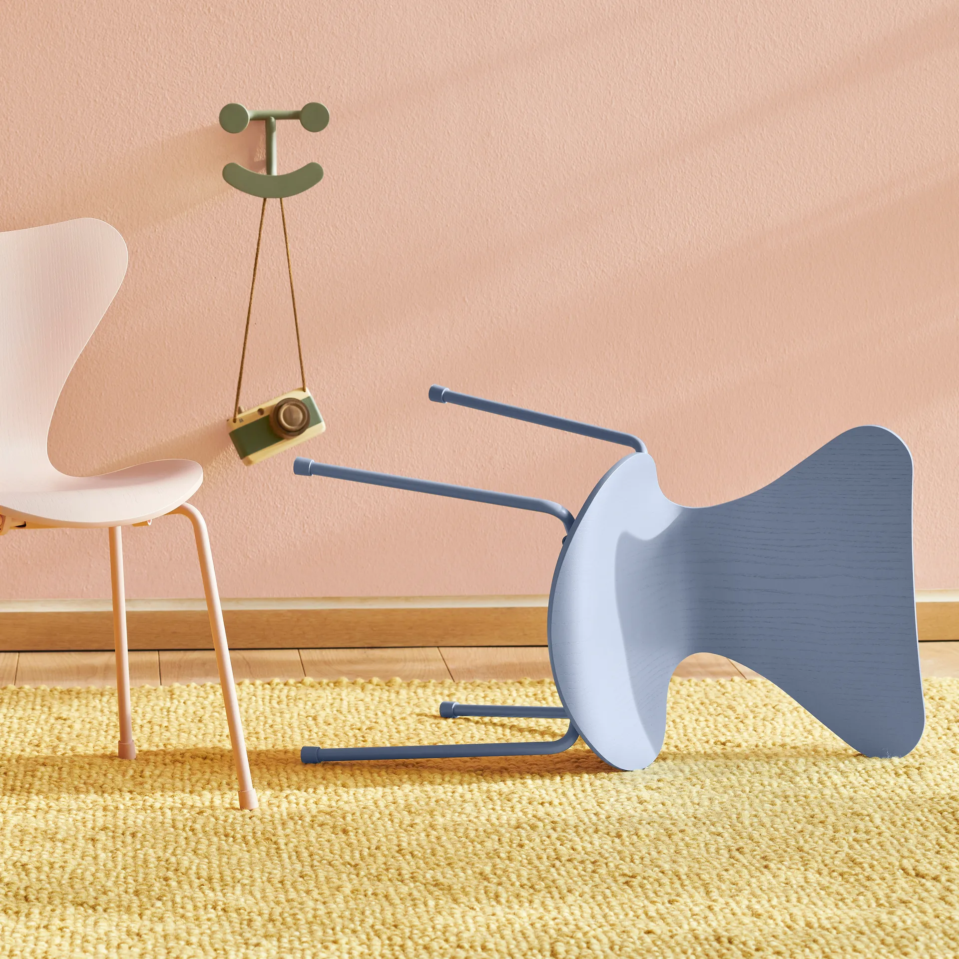 3177 Sjuan barnstol, Lavender blue Fritz Hansen