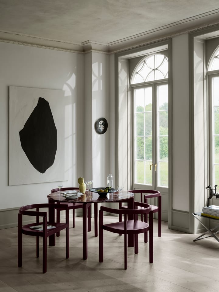 After matbord Ø120 cm, Polerad marmor-burgundy Fritz Hansen